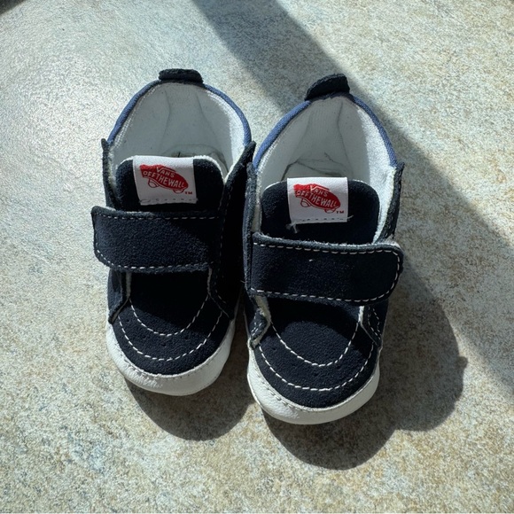 Vans Infant Sk8-Hi Blue‎ and White Crib Shoes Walker with Velcro Size Infant 4 - Picture 5 of 7